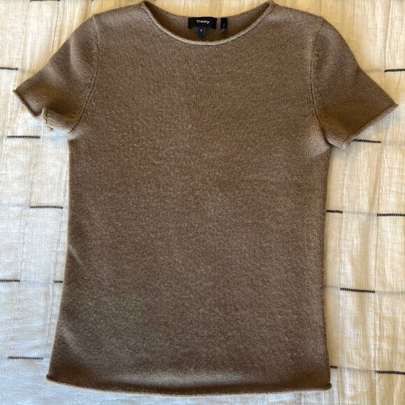 Theory Cashmere T-shirt Sweater in Fawn | Size XS - Picture 1 of 6